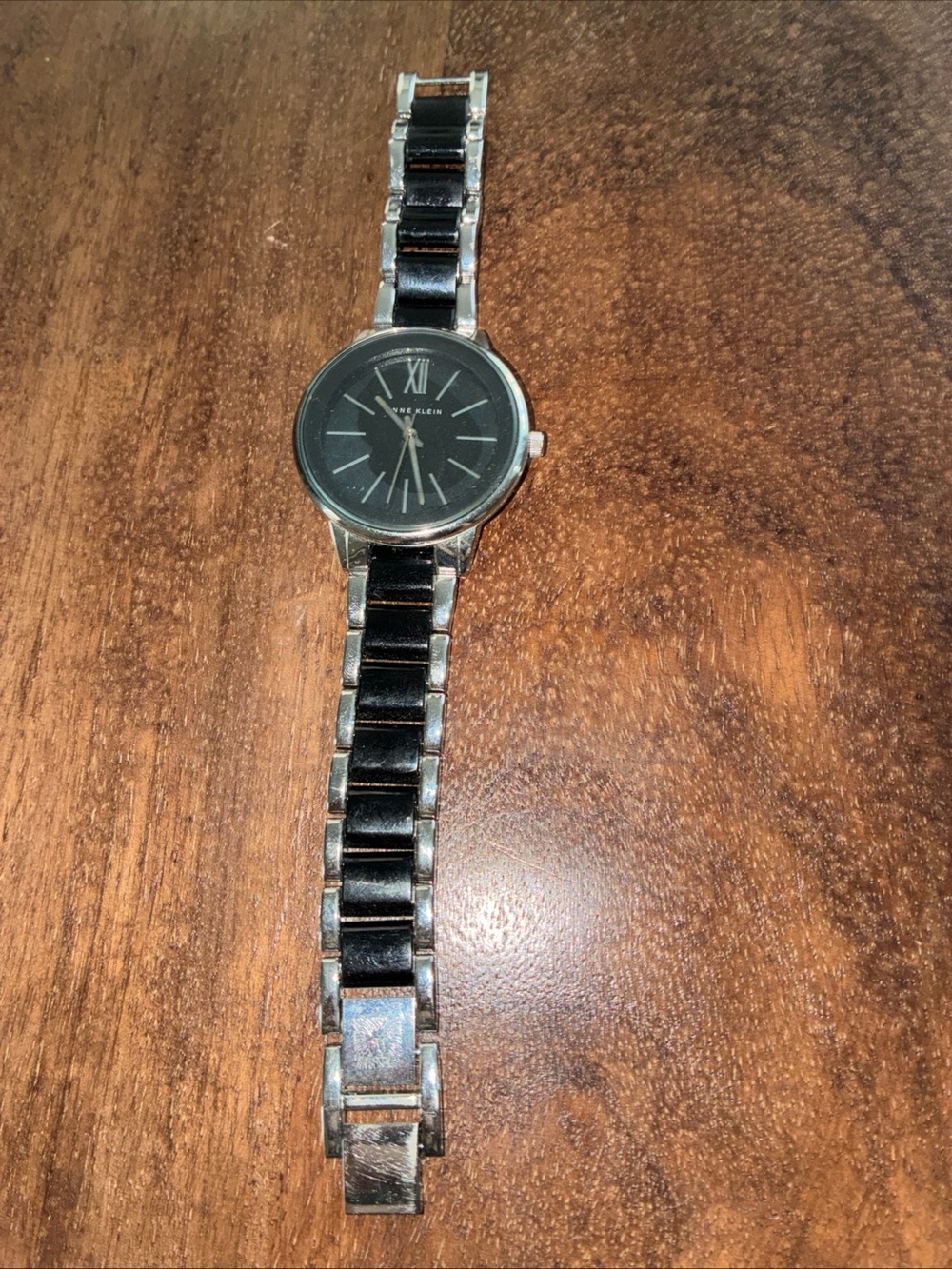 Anne Klein Black and Silver Round Dial Bracelet Watch